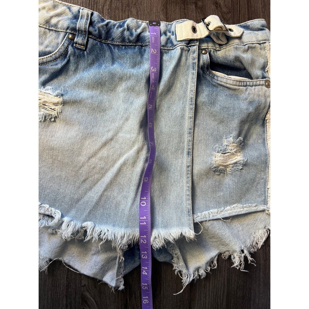 PATOGE Jeans Light Wash Wrap Front Skort Distressed Denim Size 40 US 8 Medium - Picture 10 of 10